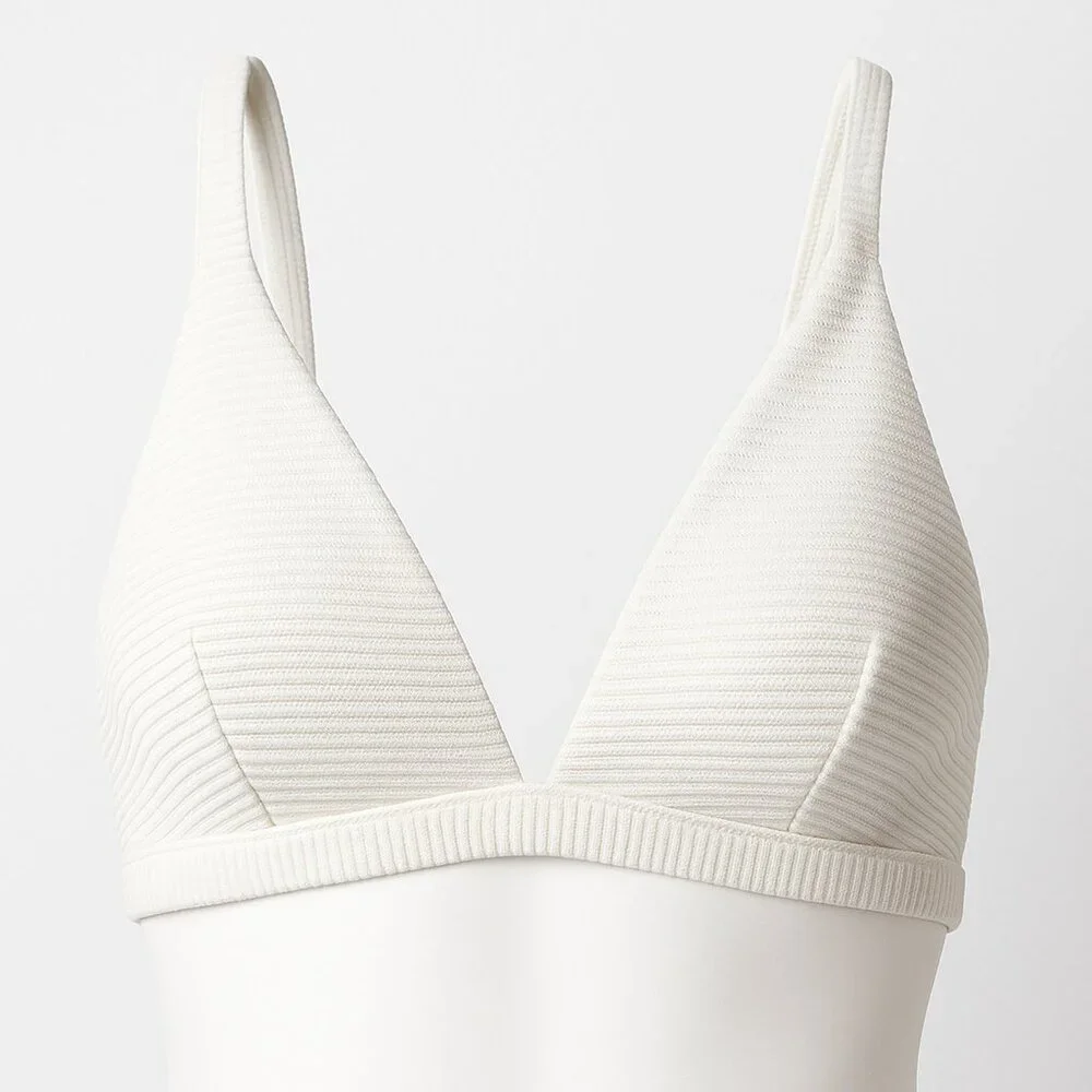 L*Space Ribbed Triangle Bikini Top – White Women’s Size M‎ - NWOT